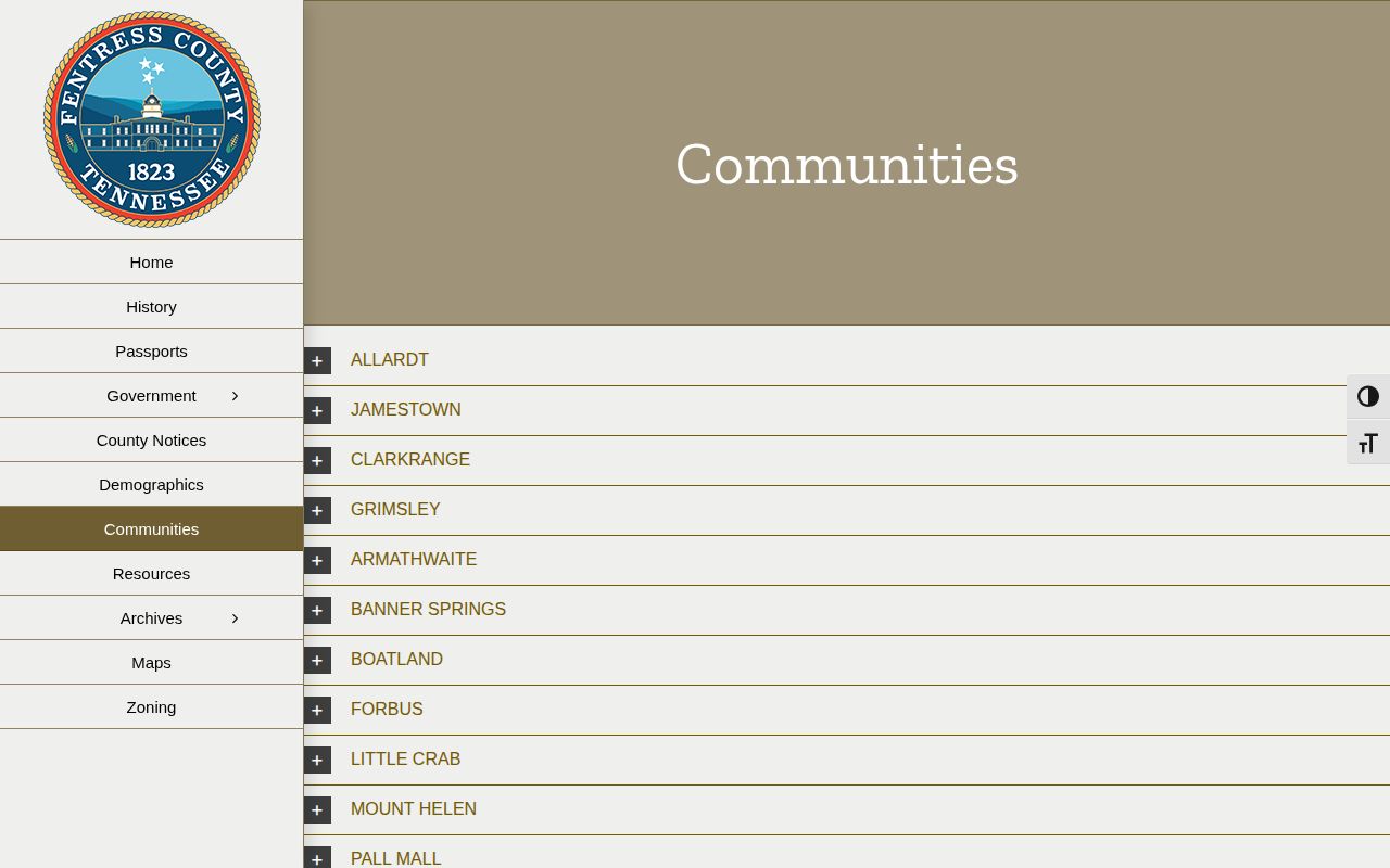 Fentress County Allardt municipal and arrest-record routing source